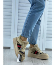 Зимние кроссовки Gucci бежевые
