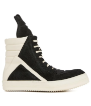 Rick Owens GeoBasket Cow Fur Milk Black