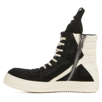 Rick Owens GeoBasket Cow Fur Milk Black