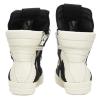 Rick Owens GeoBasket Cow Fur Milk Black