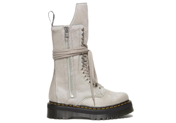 Rick Owens x Dr. Martens Strobe Calf Length Boot Furry Pearl