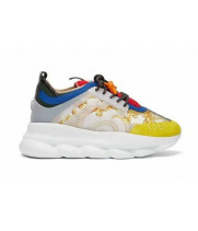 Кроссовки Versace Chain Reaction белые с желтым принтом