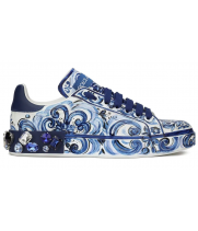 Кроссовки Dolce & Gabbana 2022-2023 белые с синим рисунком