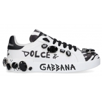 Кроссовки Dolce & Gabbana 2022-2023 белые с черным и надписями