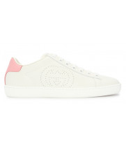 Кроссовки Gucci New Ace белые с розовым